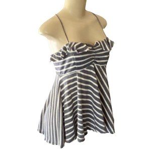 Free People Striped Ruffle Cross Back Spaghetti Strap Tank To…